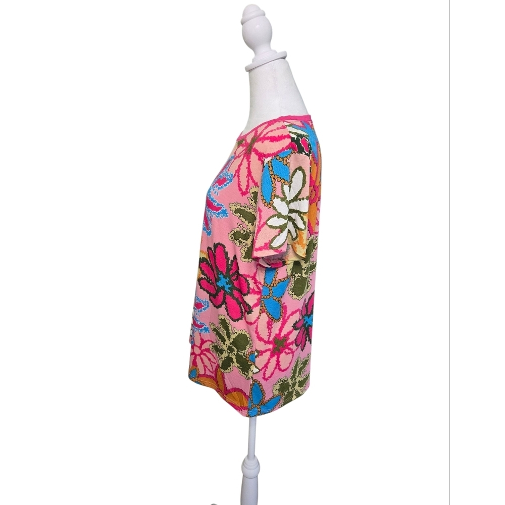 Floral Multicolor Women's Top Size L - Picture 4 of 6